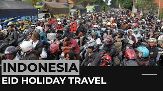 Millions of Indonesians travel in the annual Eid alFitr holiday exodus [upl. by Coucher]