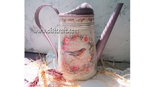 Decoupage napkin without wrinkles DIY Watering can decoration ideas [upl. by Ereveniug954]