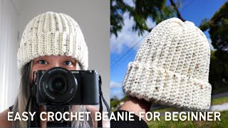 Easy Crochet Beanie for Absolute Beginners [upl. by Balthazar659]