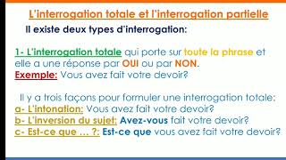 Linterrogation totale et linterrogation partielle  3ème ASC [upl. by Ocinemod]