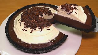 NoBake Chocolate Cream Pie  Chocolate Pie with Oreo Crust No Oven [upl. by Esyla]