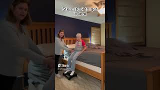 Using a step stool to get into a tall bed caregiver fallprevention howto physicaltherapy [upl. by Ybor82]