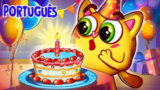 😻 Canção de Feliz Aniversário 🥳🎁  Canções E Rimas Infantis por Baby Zoo Português​​ 😻🐨🐰🦁 [upl. by Dnomrej]