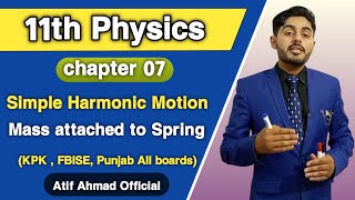 Simple harmonic motion class 11  Mass attached to spring  Motion under elastic restoring force [upl. by Ara]