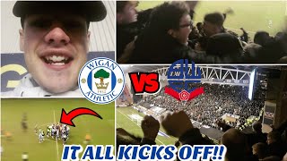 ABSOLUTE CARNAGE IN HOME END FIGHTS AT FULL TIME  MORE ON DERBY DAY  Wigan vs Bolton [upl. by Gnut114]