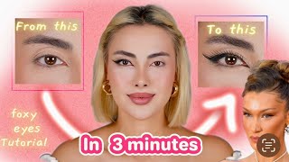 Foxy Eye Lift with MAKEUP like Bella Hadids 3steps 5 mins [upl. by Goldman129]