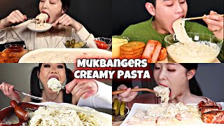 Mukbangers and Their CREAMY PASTA😋😲 [upl. by Ahsitahs]