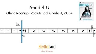 Drum score for beginners Good 4 U  Rockschool Grade 3 drums 2024 [upl. by Lezah707]