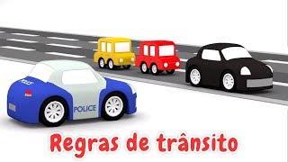 4 carros coloridos Regras de trânsito Animação infantil [upl. by Mailiw]