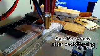 SAW Root Pass Welding easy slag removal [upl. by Nylecsoj]