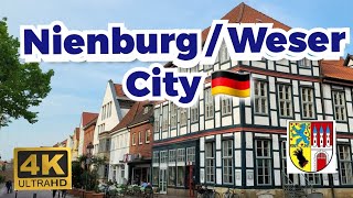 4k Germany City Nienburg  Weser 🇩🇪 Walk in Tour Ultra HD 4k60fps Video 2023 [upl. by Wenona]