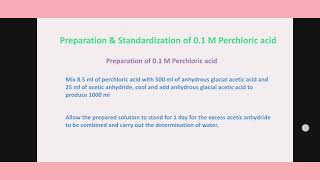 Preparation and Standardization of 01 M perchloric acid [upl. by Analla]