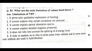 What are the main limitations of valence bond theory  valencebondtheory chemistrynotes hptet [upl. by Burleigh]