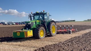 Ploughing with John Deere 6R215 amp 6 Furrow Kuhn Plough [upl. by Oinotla]