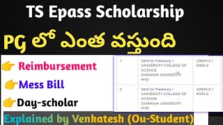 Scholarship for PG Students  Ts Epass Scholarship  Reimbursement  Hostelers  Day scholars  Pg [upl. by Dabbs]