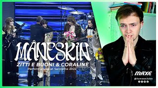 MÅNESKIN quotCoralinequot amp quotZitti E Buoniquot I watched it AMAZING performance  SANREMO 2022 [upl. by Kwok]