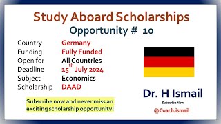 DAAD Scholarship  Study in Germany  Fully Funded Scholarships  Dr H Ismail  Opportunity  10 [upl. by Anerys]