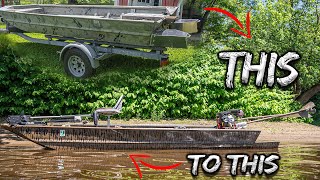 PAINTING a Camo DUCK BOAT w Red Leg Stencils [upl. by Lothar]