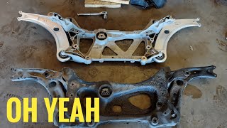 Aluminum subframe  Control arms  RS3 brake duct install  MK7 Golf R [upl. by Zeke]