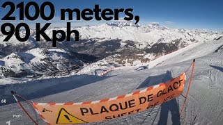 6561ft Skiing Descent  Aguille Rouge  Les Arcs  longest black [upl. by Alley]