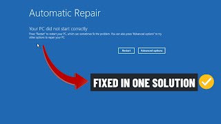 How To Fix Automatic Repair Loop In Windows 1011  startup repair Couldnt Repair Your PC  2024 [upl. by Arvy]