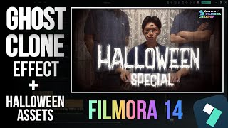 GHOST CLONE EFFECT  HALLOWEEN ASSETS USING FILMORA 14  FILMORA 14 TUTORIAL [upl. by Aguste]