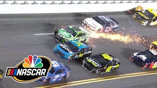 Kyle Busch sent into wall by Stenhouse Jr at Daytona I NASCAR I NBC Sports [upl. by Ahsaei]