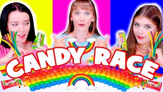 ASMR Candy Race with Sour Rainbow Candy [upl. by Hadleigh]