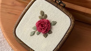 Step by step detailed Caston Rose Embroidery Tutorial 🌹Brazilian Rose Stitch Tutorial for Beginners [upl. by Rebna610]