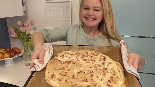 Flammkuchen Elsässer Art einfach schnell und superlecker Flammkuchen Rezept [upl. by Heda]