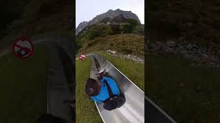 Insane speed on Alpine Slide in Switzerland going wrong on first attempt [upl. by Stanfield853]