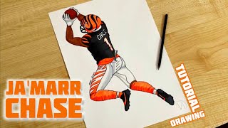 How to draw Jamarr Chase  How to draw a football players NFL  Cincinnati Bengals [upl. by Mayer]