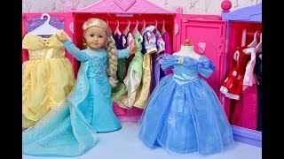 American Girl Doll Disney Princess Closet Tour [upl. by Wilonah]