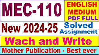 MEC 110 solved assignment 202425 in English  mec 110 solved assignment 2025  mec110 202425 [upl. by Stannwood]