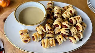 Miniature Cheesy Hot Dog Mummies With Dijon Dipping Sauce Recipe [upl. by Morgana]