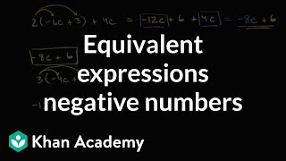 Equivalent expressions with distribution and negative numbers  7th grade  Khan Academy [upl. by Trubow]