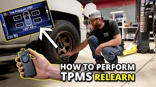 How To Relearn GM TPMS sensors  2014 Silverado Tire Sensors  Sierra Tahoe Suburban Yukon [upl. by Ahtela]