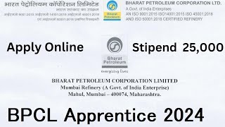 BPCL Apprentice Recruitment 2024 Apply Online for 175 Posts [upl. by Unders]