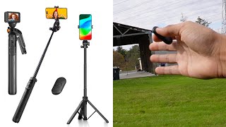 Extendable Selfie Stick Tripod with Wireless Remote Review [upl. by Zenitram]