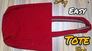 DIY TOTE BAG SEWING Tutorial easy waytote bag cuttingtotebag [upl. by Raseda]