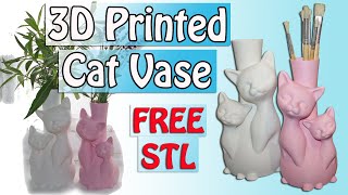 From Imagination to 3D Crafting a Unique Cat Vase  Free STL Model [upl. by Ahsirt]