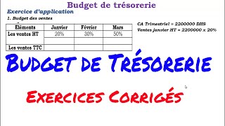 Budget de trésorerie Exercice dapplication 2 [upl. by Ecidna]