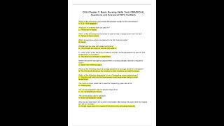 CNA CHAPTER 7 BASIC NURSING SKILLS TEST GRADED A QUESTIONS AND ANSWERS 100 VERIFIED [upl. by Ahsiken425]