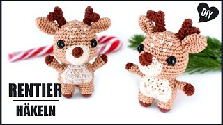 Rentier häkeln 🦌  Tiere Weihnachten Häkelanleitung  DIY by Pfirsichteufel [upl. by Analem553]