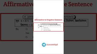 Affirmative to Negative Sentence Learnwithpd [upl. by Tol873]