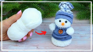 Удивительно Милый Снеговик из Ниток ⛄ Cute Yarn Snowman Making idea 🎄 Christmas decoration of wool [upl. by Zohara475]