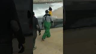 Morning fishing on the Atlantic coast Espinho suburb of Porto Portugal [upl. by Heyer524]