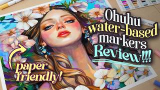 Ohuhu WaterBased Paperfriendly Marker Review 🦄✨ Painting Process [upl. by Yacano]