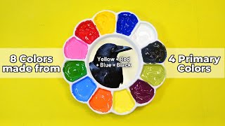 Color mixing Satisfying video  8 Colors Made from 4 Primary Colors  Acrylic Color Mixing Tutorial [upl. by Ettesel]