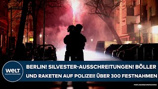 BERLIN SilvesterAusschreitungen Polizei mit Böllern und Raketen beschossen  über 300 Festnahmen [upl. by Skvorak]